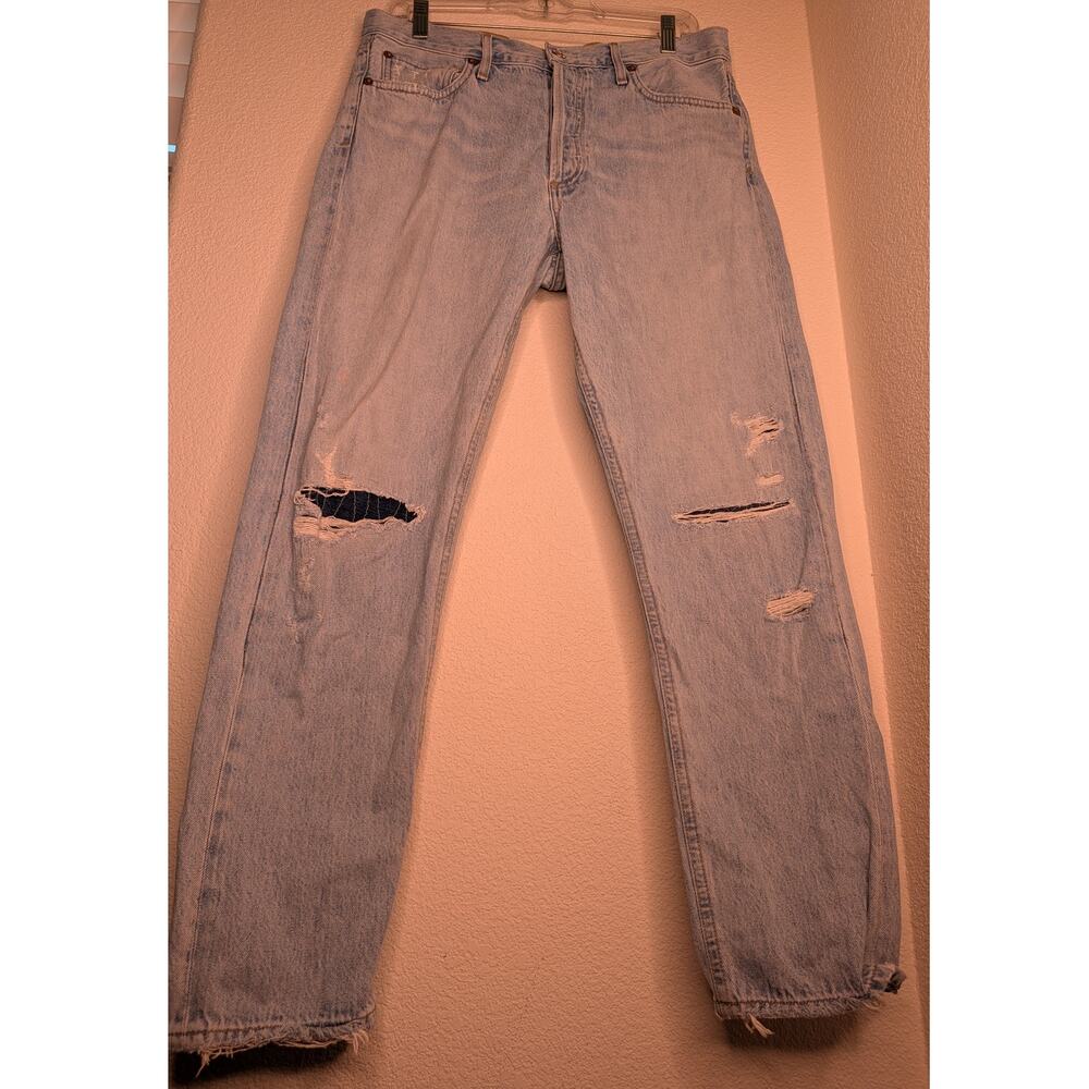 AGOLDE Riley High Rise Straight Jeans Light Distressed 29